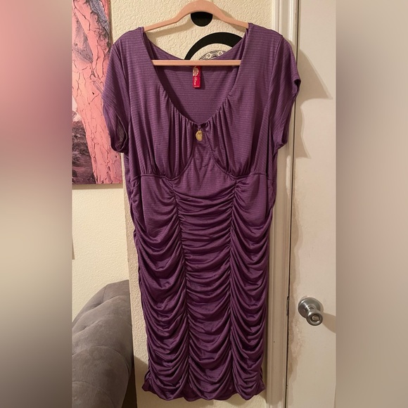 Apple Bottoms Plus Size Womens purple rouched dress size 2X pre-owned - Picture 1 of 11